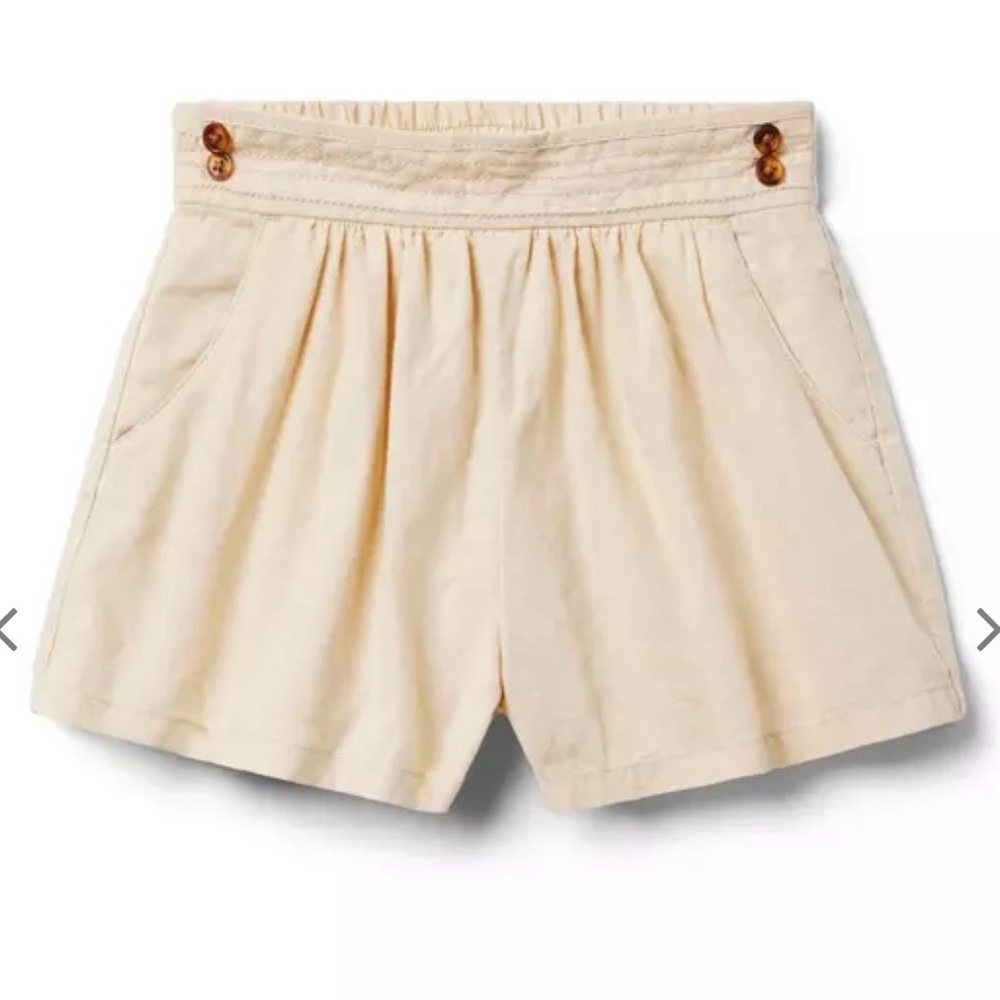 Linen-Cotton Button Short